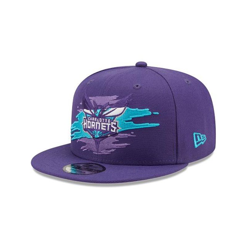 NBA Charlotte Hornets Logo Tear 9Fifty Snapback (HMH6973) - Blue New Era Caps